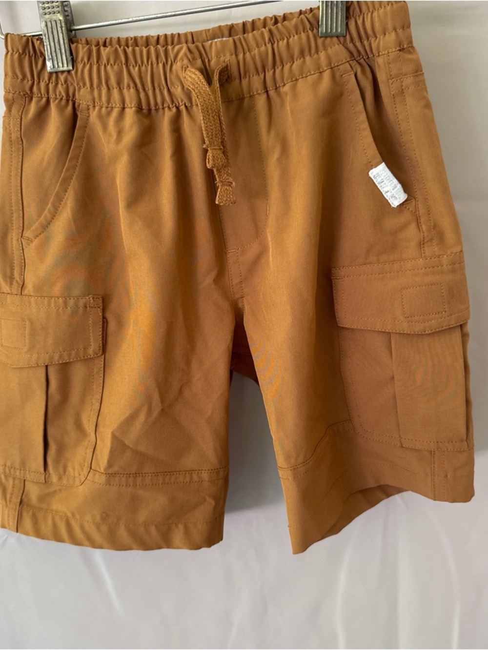 Kids Cargo Shorts with Drawstring in Caramel Brown